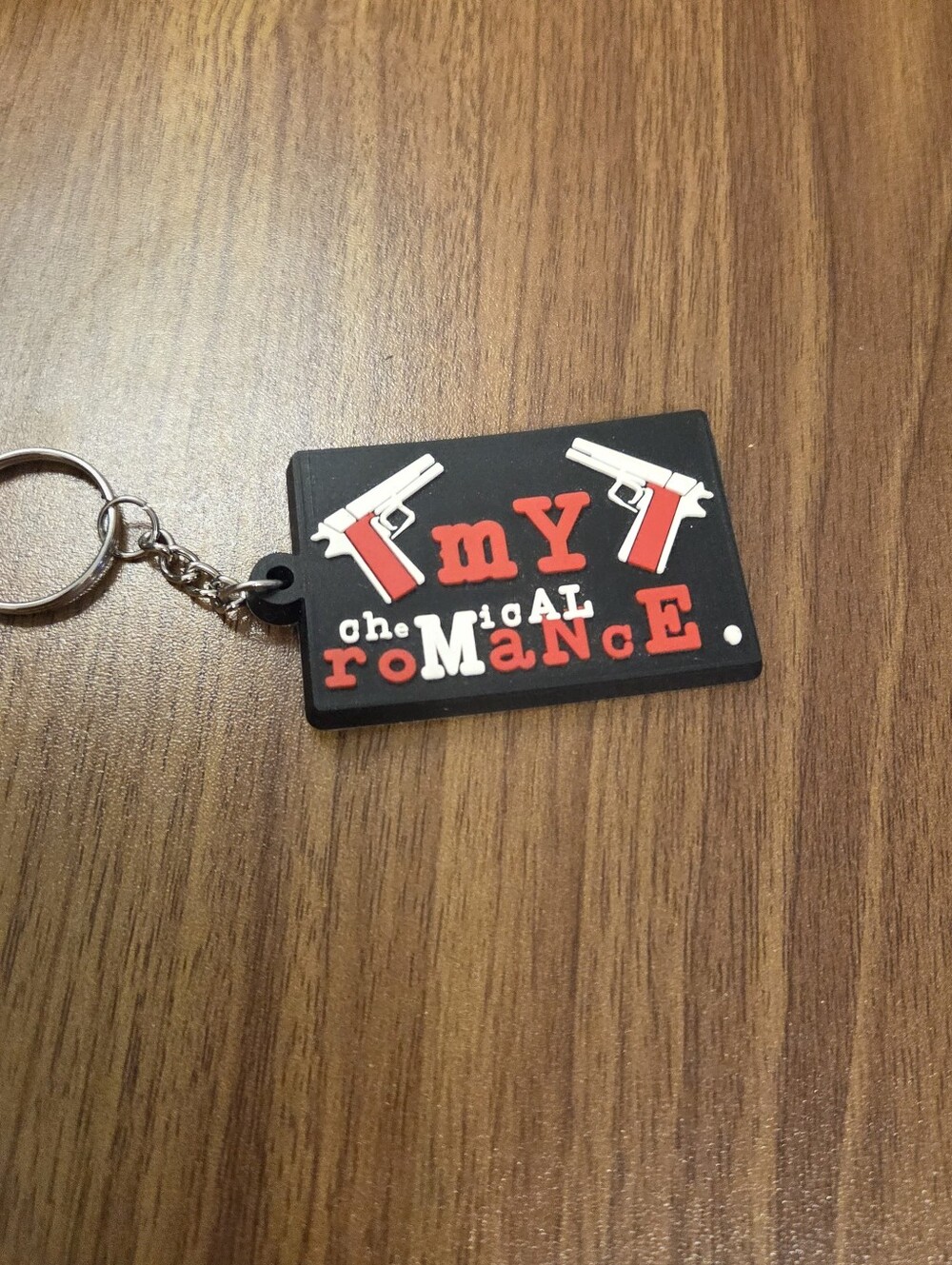 Vintage My Chemical Romance MCR Red Guns Rubber Keychain Emo Band Merch